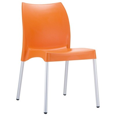 Vita Resin Outdoor Patio Dining Chair in Orange - Set of 2 - Compamia