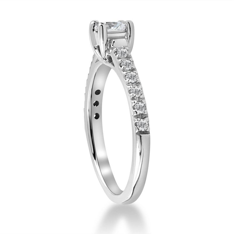 Pompeii3 1/2ct Princess Cut Pave Diamond Engagement Ring 14K White Gold, 3 of 6