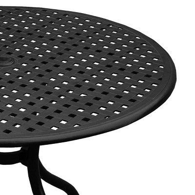42" Black Aluminum Round Mesh Patio Dining Table