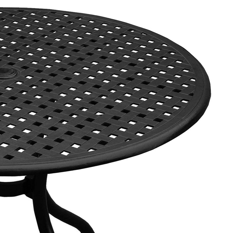 42&#34; Modern Mesh Aluminum Round Patio Dining Table - Black - Oakland Living, 4 of 7
