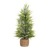 Nearly Natural 32" Pre-Lit Artificial Lightly Snowed Cypress Christmas Tree in Decorative Weaved Basket - 2 of 4