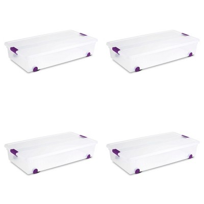 Sterilite 60 qt Clearview Latch Lid Wheeled Underbed Box (4 Pack)