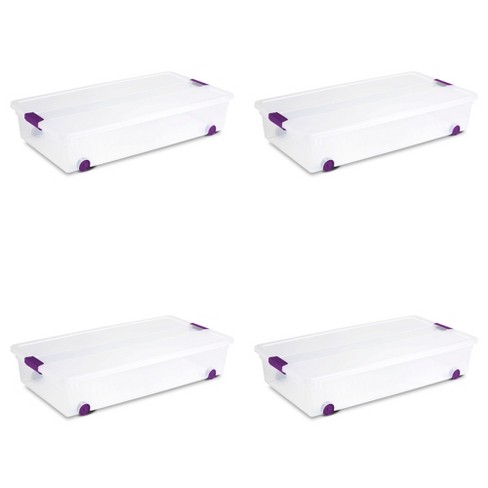 Sterilite 60 qt Clearview Latch Lid Wheeled Underbed Box (4 Pack)