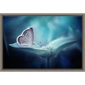 Amanti Art Butterfly and Blue Flower by Fauzan Maududdin Canvas Wall Art Print Framed 23 x 16-in. - 1 of 4