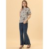 INSPIRE CHIC Women's Ruffled Short Sleeve Floral Mock Neck Summer Top - 2 of 4