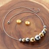ELYA Women's Two Tone Graduated Bead Necklace and Earring Jewelry Set - 18" - 3 of 3