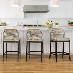 Arceso 26.5"H Counter Height Bar Stools , Boho-Style Rattan Chairs - 1 of 4