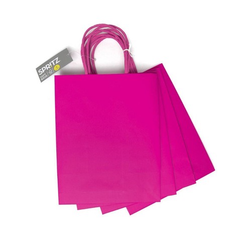 Hot Pink Matte Gift Bags, Cub 8x4x10, 10 Pack