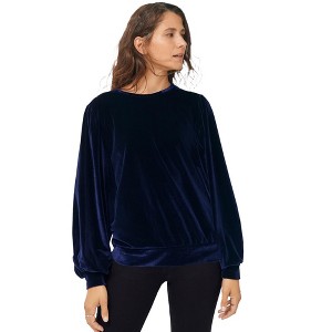 ellos Women's Plus Size Full Sleeve Velour Top - 1 of 3