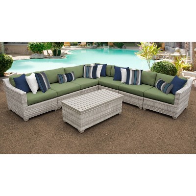 Fairmont 8pc Patio Sectional Seating Set with Cushions - Cilantro - TK Classics