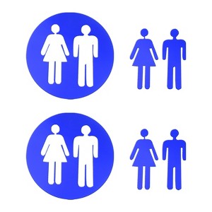 Unique Bargains Men's and Women's Acrylic Self-Adhesive Restroom Door Signs 2 Sets - 1 of 4