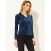 INSPIRE CHIC Women's Ribbed Knit Velvet V Neck Long Sleeve Solid Blouse - 3 of 4