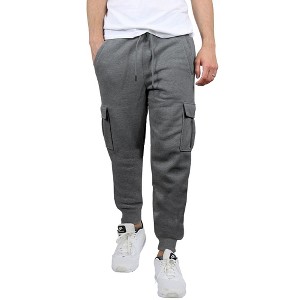 Blue Ice Apparel Men's Heavyweight Fleece-Lined Cargo Jogger Sweatpants - 1 of 3