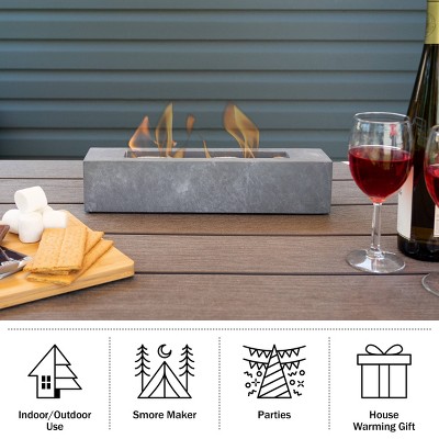 Gray Concrete Tabletop Gas Fire Pit
