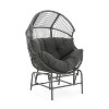 Okak 20" Patio Egg Chair PE Rattan Wicker Glider Chair,Oversized Accent Chair for Porch,Garden&Backyard,Modern&Rustic Lounge Chair - 2 of 4