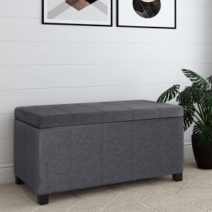 CAVINAS Faux Leather Storage Ottoman Bench,Ottoman with Stitched Design and Nailhead Trim for Living Room,Bedroom - 1 of 4