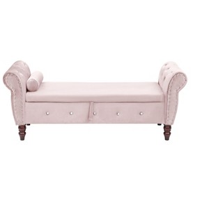 NicBex Modern 63" Storage Bench Velvet Accent Stool with Rolling Arms and Nailhead Trims for Entryway and Living Room - 1 of 4
