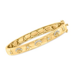 Ross-Simons 0.20 ct. t.w. Diamond Sea Life Bangle Bracelet in 18kt Gold Over Sterling - 1 of 3