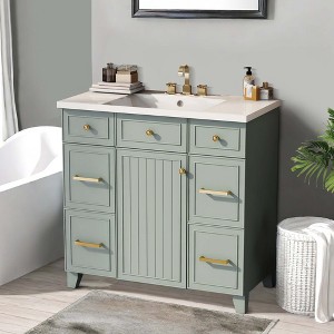 NicBex 36" Bathroom Storage Cabinet with Sink, Bathroom Cabinets with 1 Spacious Cabinet, 3 Storage Drawers for Bathroom - 1 of 4