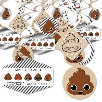 Big Dot of Happiness Party 'Til You're Pooped  - Poop Emoji Party Hanging Decor - Party Decoration Swirls - Set of 40