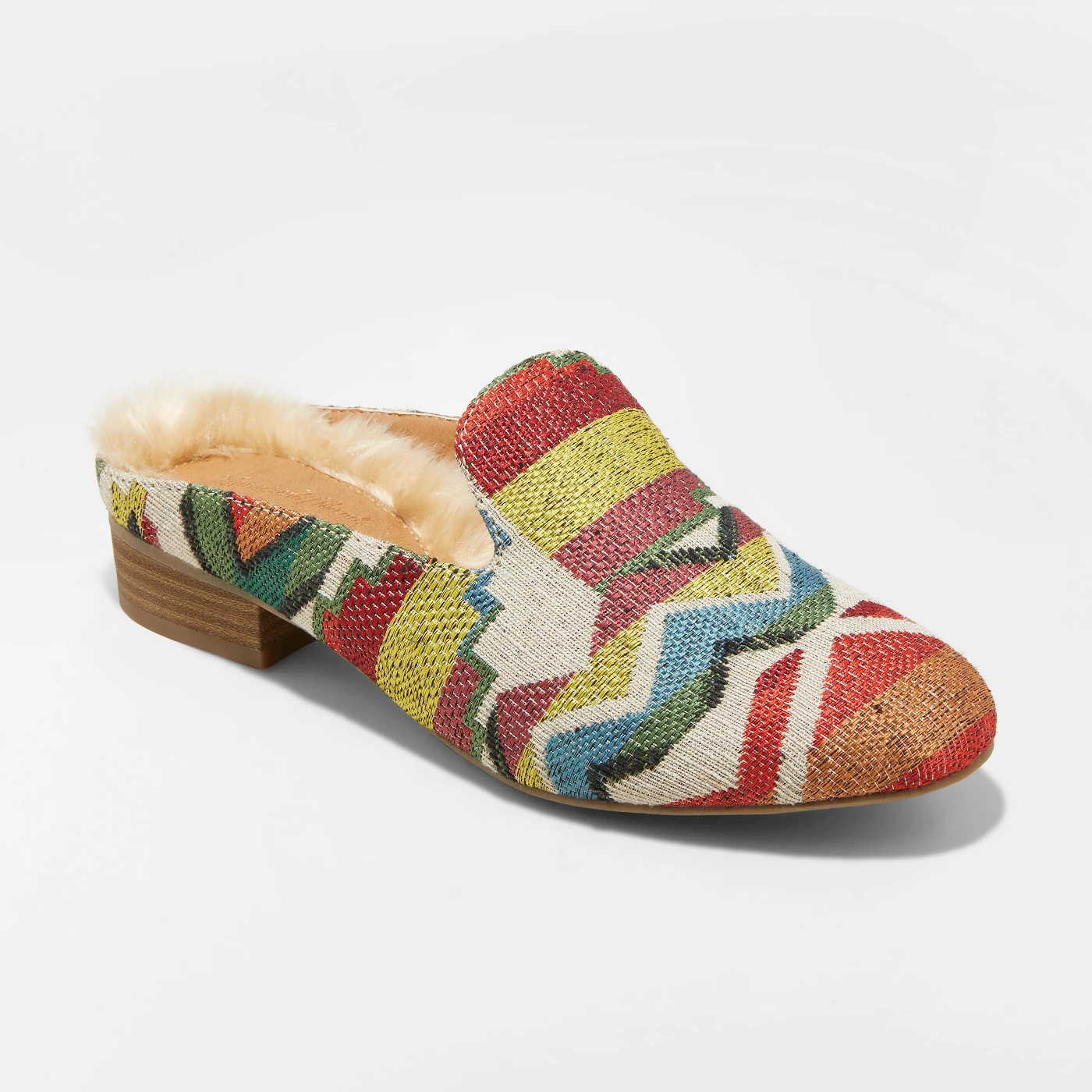 Women's Synthia Faux Leather Fur Backless Mules - Universal Threadâ„¢ Cognac - image 1 of 3