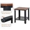 Tangkula 2 PCS Industrial Coffee End Table Bedside Nightstand W/ Shelf Black/Silver - 4 of 4