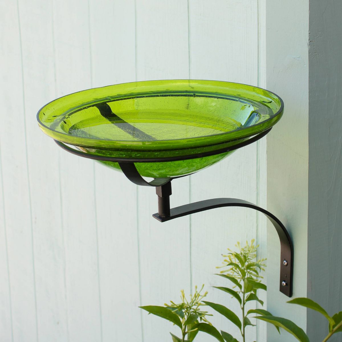 12.5" Reflective Crackle Glass Birdbath Bowl with Wall Mount Bracket - Achla Designs: Weather-Resistant, No Assembly Required - thumbnail 10