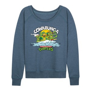Women's - Teenage Mutant Ninja Turtles - Cowabunga Lightweight French Terry Wide Neck Long Sleeve Shirt - 1 of 4