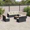 vidaXL 12 Piece Patio Sofa Set with Cushions Poly Rattan - Black and Cream With Table - 2 of 4