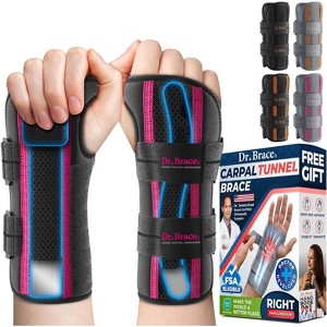 DR. BRACE Adjustable Wrist Brace Night Support for Carpal Tunnel, Double Splint & Therapeutic Cushion, Hand Brace For Pain Relief, Injuries, Sprains - 1 of 4