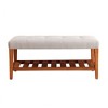 Okak Modern 2-Tier Tufted Button Ottoman Bench Shoe Bench with Open Storage Shelf,Upholstered Storage Bench for Entryway,Living Room - 2 of 4