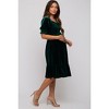 Pinkblush Forest Green Velvet Smocked Puff Sleeve Maternity Dress - 2 of 4