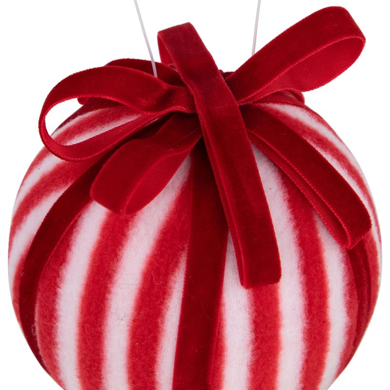 Northlight Red and White Striped Candy Cane Christmas Ball Ornament 4" (100mm), 4 of 5