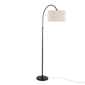 LumiSource April 72" Contemporary Metal Floor Lamp in Oil Bronze with Natural Linen Shade - 1 of 4