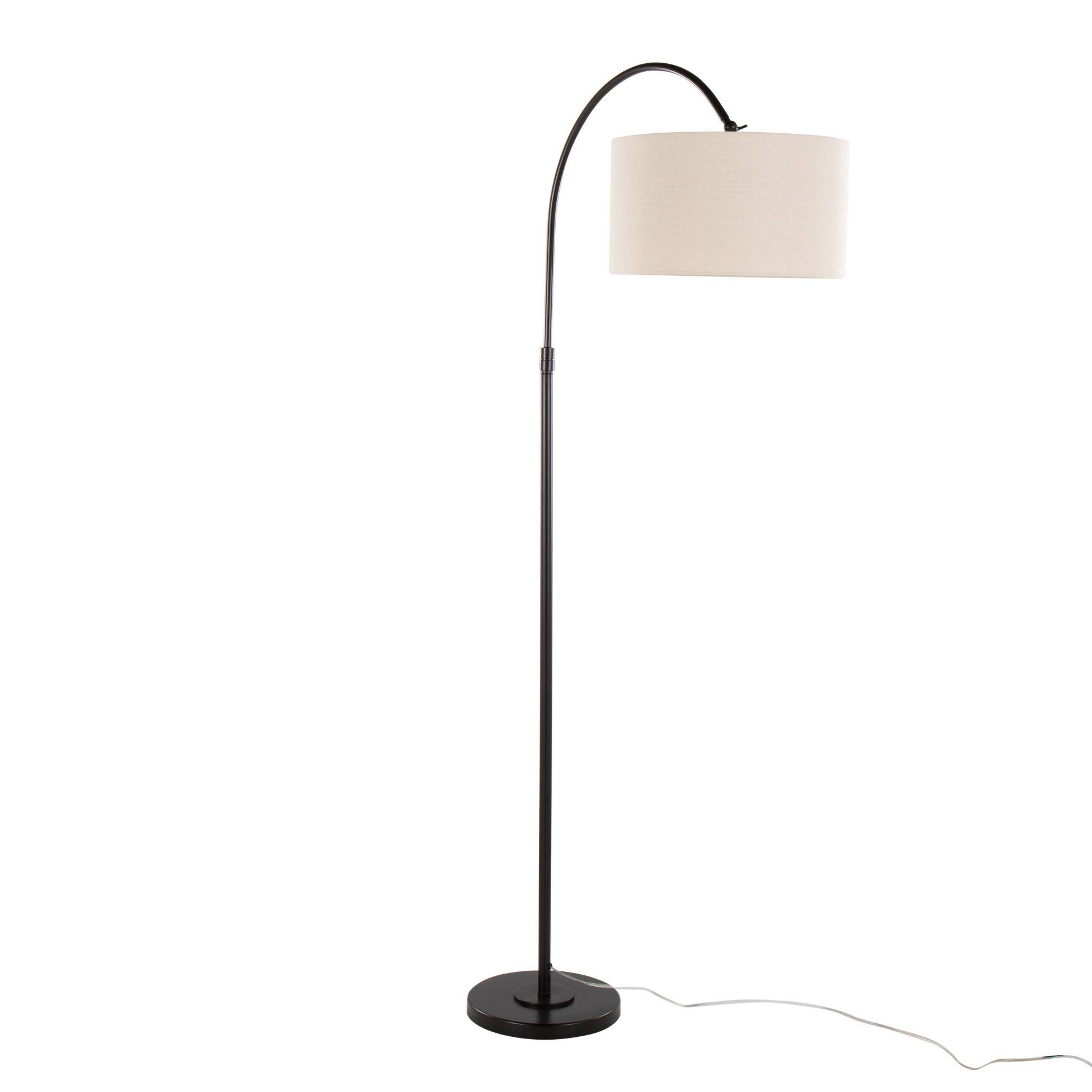 LumiSource April 72" Contemporary Metal Floor Lamp in Oil Bronze with Natural Linen Shade