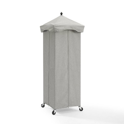 Gray Metal Poolside Towel Valet with Wheels