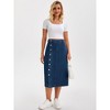 INSPIRE CHIC Women's Denim High Waisted Button Up Casual Slit Midi Skirt - 2 of 4