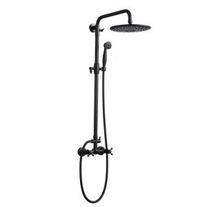 SEVOBAL Shower Faucets, Complete Dual Shower System with Rainfall Shower Head and Adjustable Handheld Unit for Bathroom, Black, 11"*28.7"*14.5" - 1 of 4