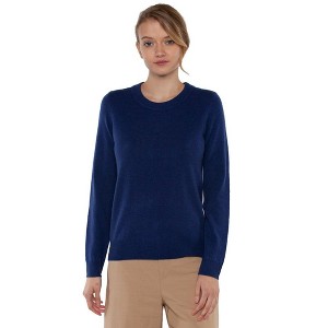 JENNIE LIU Women's 100% Pure Cashmere Long Sleeve Crew Neck Pullover Sweater - 1 of 4