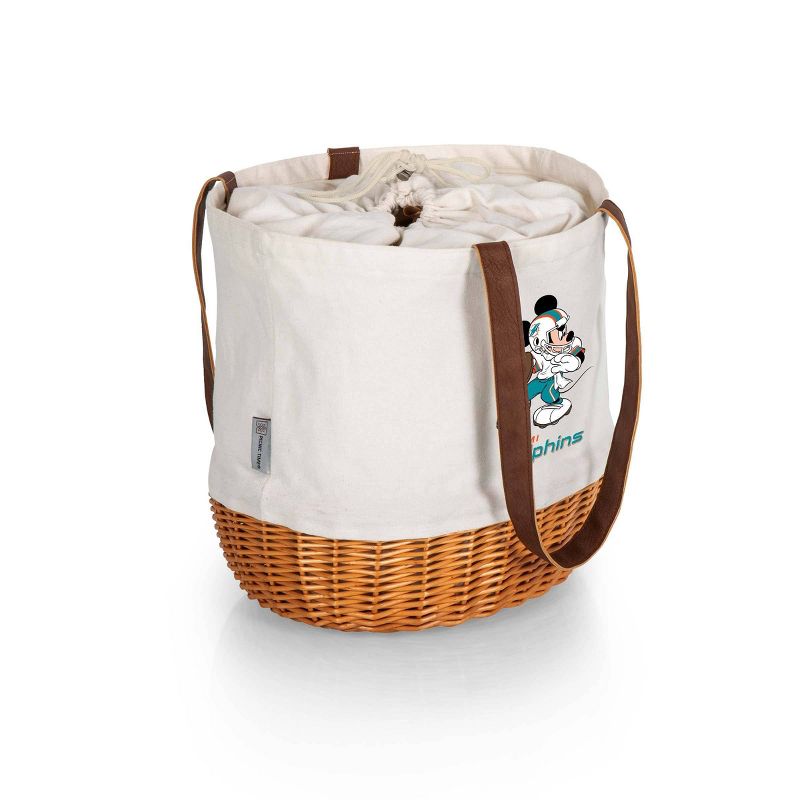 NFL Miami Dolphins Mickey Mouse Coronado Canvas and Willow Basket Tote - Beige Canvas, 3 of 6