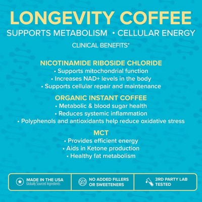 VitaCup Longevity Medium Roast Instant Coffee Pouch - 3.73oz