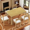 7-Piece Retro Dining Table Set, Wooden Rectangular Table with 6 Upholstered Chairs, Classic Kitchen & Dining Room Furniture for Family Meals - 3 of 4
