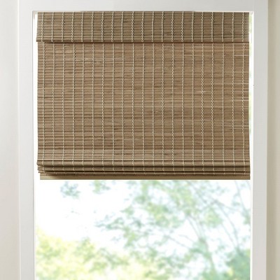 Vynxaria 27"Wx64"L Bamboo Light Filtering Roman Shade,Natural Ash(Only 1 PC)