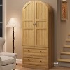 71" Armed Bookcase Cabinet - Wood Storage w/ Doors & Drawers, Farmhouse Display Case for Office & Living Room - 2 of 4