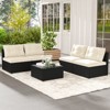Tangkula 5 Pieces Outdoor Patio Furniture Set Sectional PE Rattan Sofa Set with Cushions and Tempered Glass Coffee Table - 4 of 4