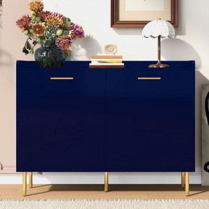 Wooden Storage Cabinet With 2 Doors And 2 Drawers, Accent Cabinet With Steel Pipe Table Legs, Modern Cabinet For Living Room-Cuddlewood - 1 of 4