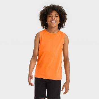 Tangerine Activewear Tank Top Black Orange Neon Contrast Trim Sleeveless XL