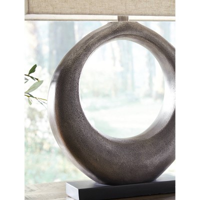 Contemporary Saria 29" Antique Silver Cast Aluminum Table Lamp Set