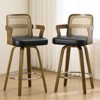 Bekrvio 26" Swivel Counter Height Bar Stools Set of 1/2/3/4,Faux Leather Upholstered Bar Chairs with Back & Arm for Kitchen Island,Black - 2 of 4