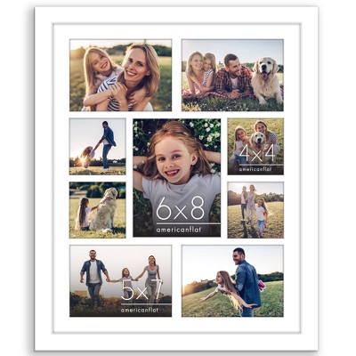 Americanflat 16x20 Collage Picture Frame  - Multi Picture Frames Fit One 6x8, Four 5x7 and Four 4x4 Photos or Use as One 16x20 Frame -- White